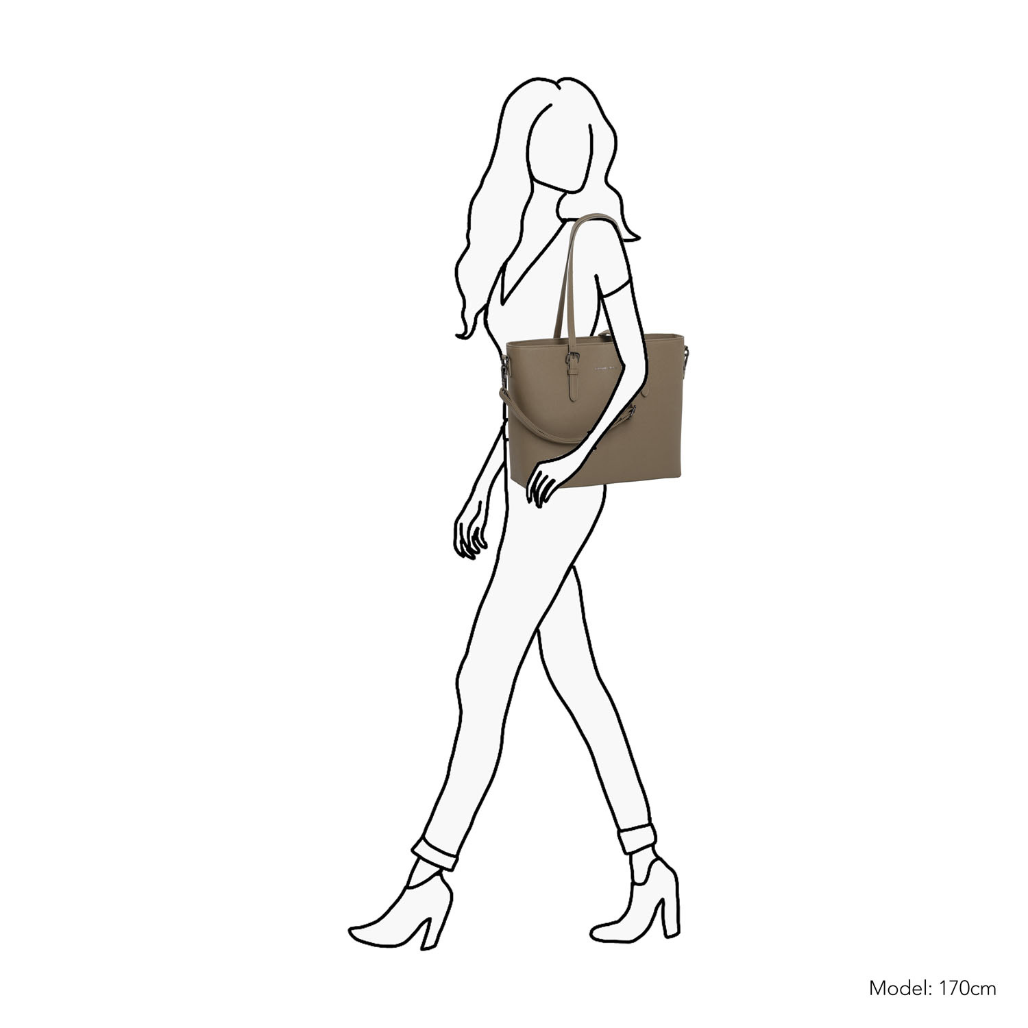 Lithgow Laptop Shopper - 15.6 inch Laptoptas - Kunstleer - Afneembare Schouderband - Taupe