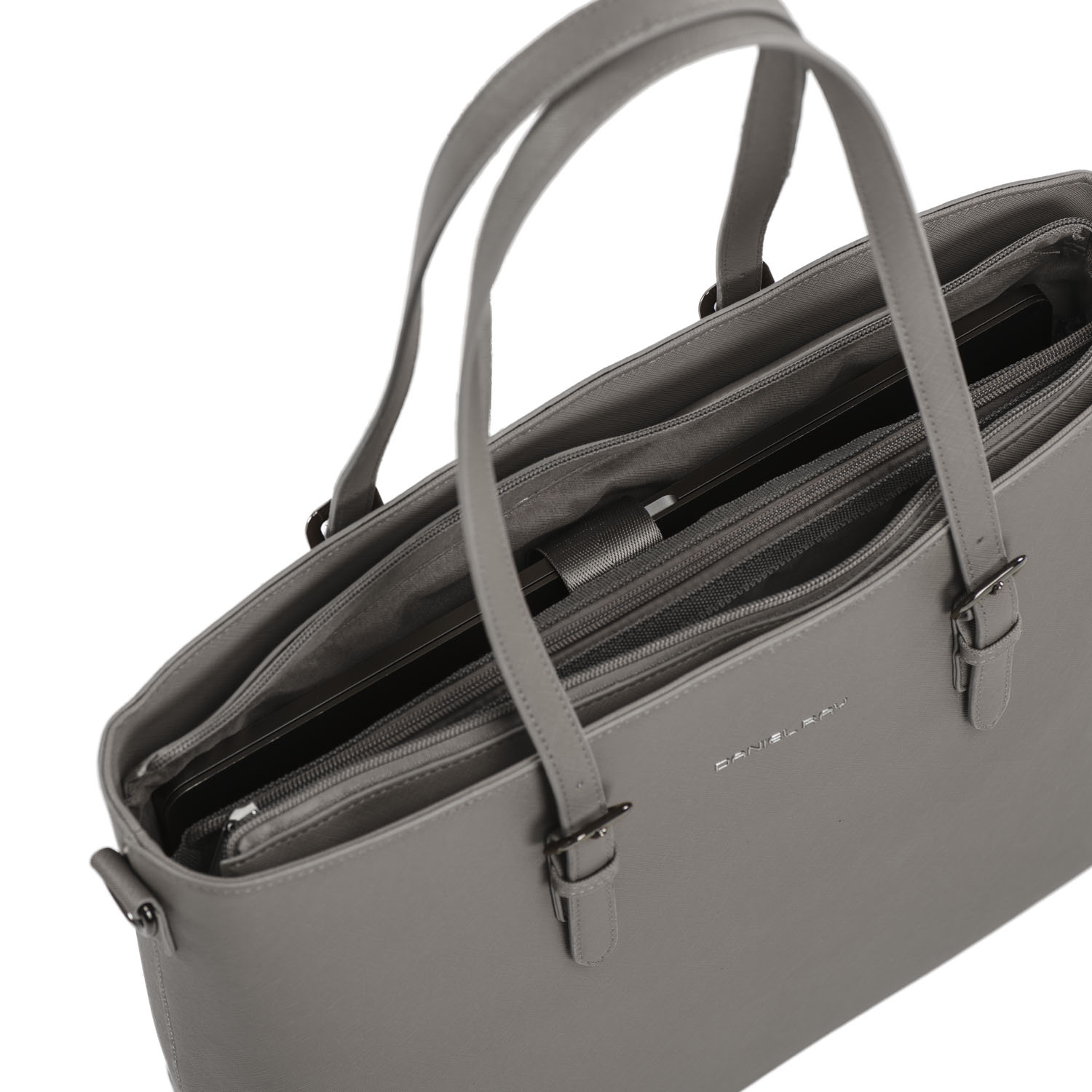 Lithgow Laptop Shopper - 15.6 inch Laptoptas - Kunstleer - Afneembare Schouderband - Lichtgrijs