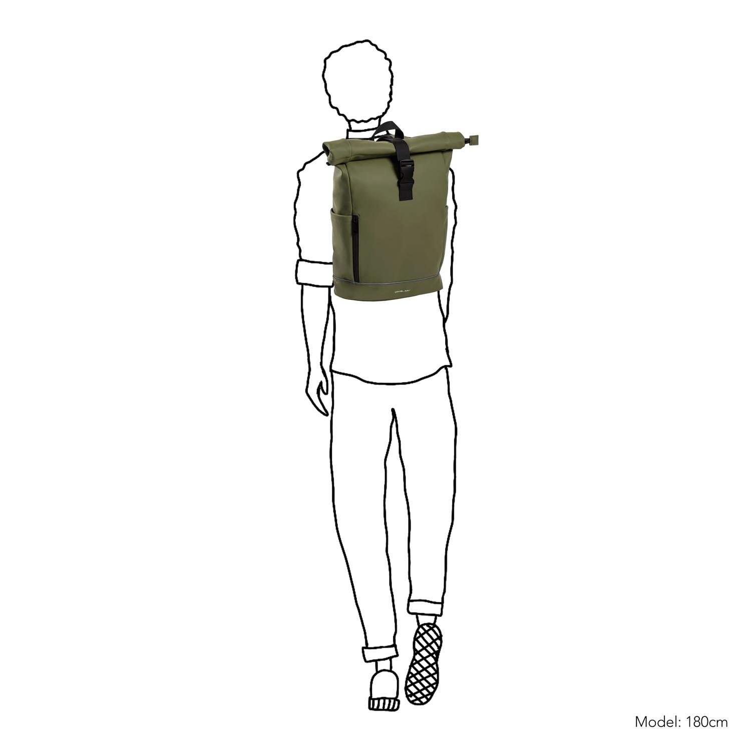 Highlands Rolltop Rugtas/Laptoptas - 15.6 inch Business Tas - Kunstleer - Verstelbare Schouderband - Olijfgroen