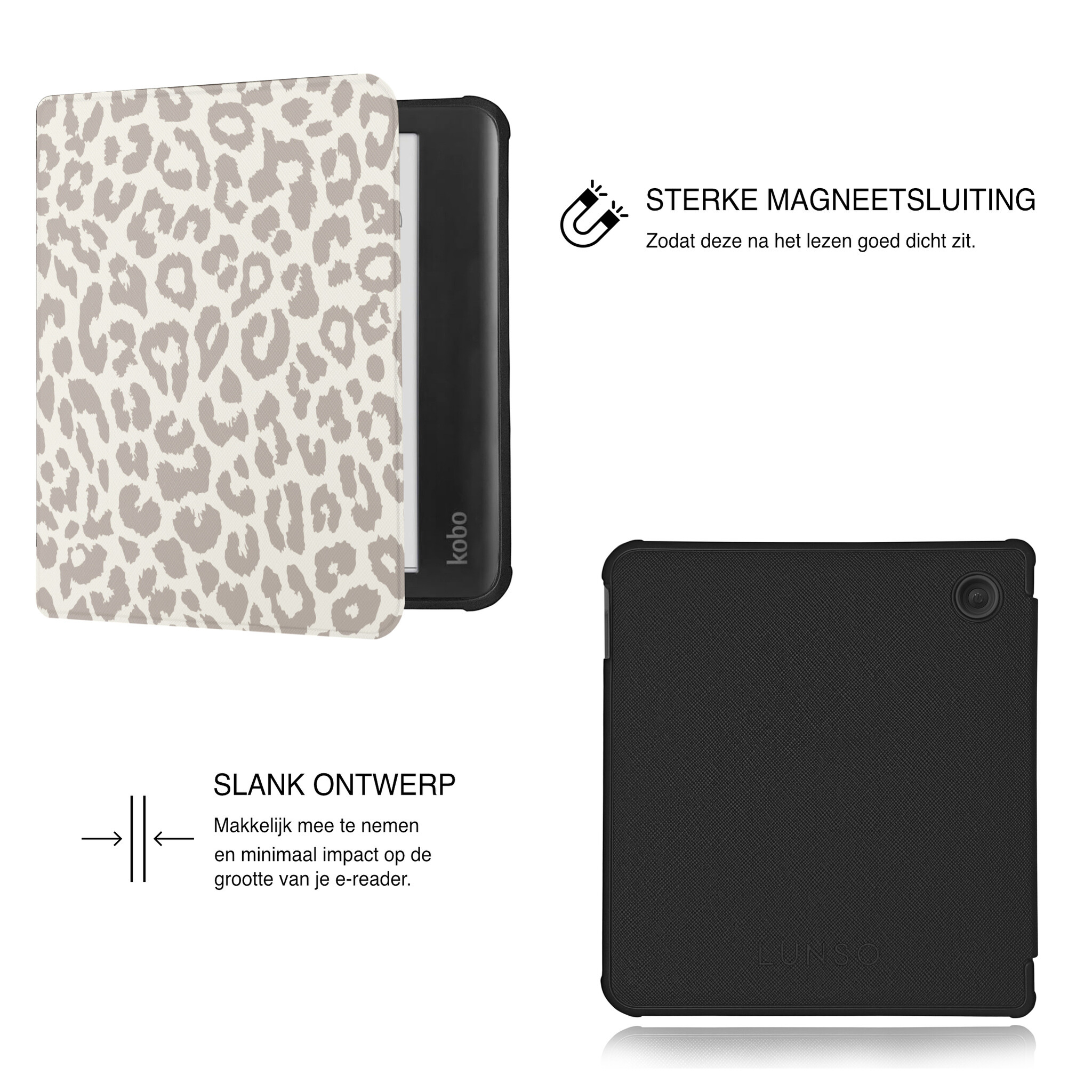 Kobo Libra Colour Hoesje - Vegan Saffiano Leren Sleep Cover - Met Handband en Auto Wake/Sleep - Calm Serengeti