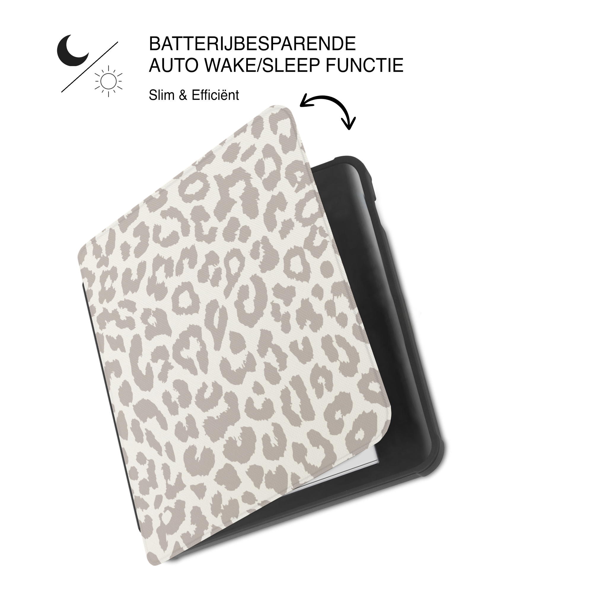 Kobo Libra Colour Hoesje - Vegan Saffiano Leren Sleep Cover - Met Handband en Auto Wake/Sleep - Calm Serengeti