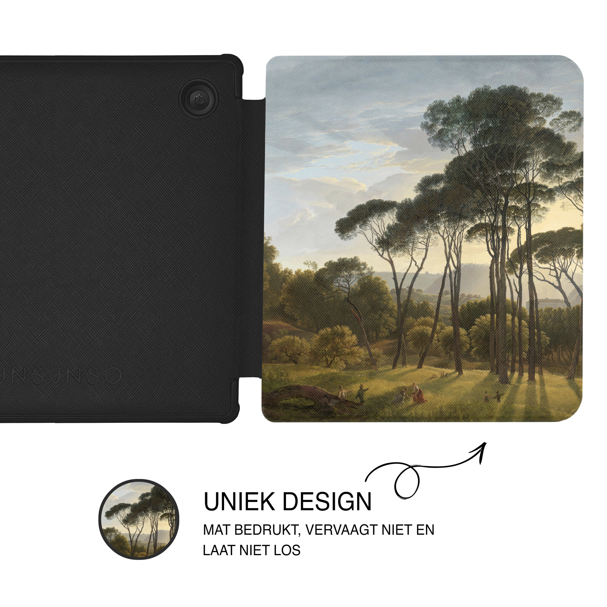 Kobo Libra Colour Hoesje - Vegan Saffiano Leren Sleep Cover - Met Handband en Auto Wake/Sleep - Italian Landscape