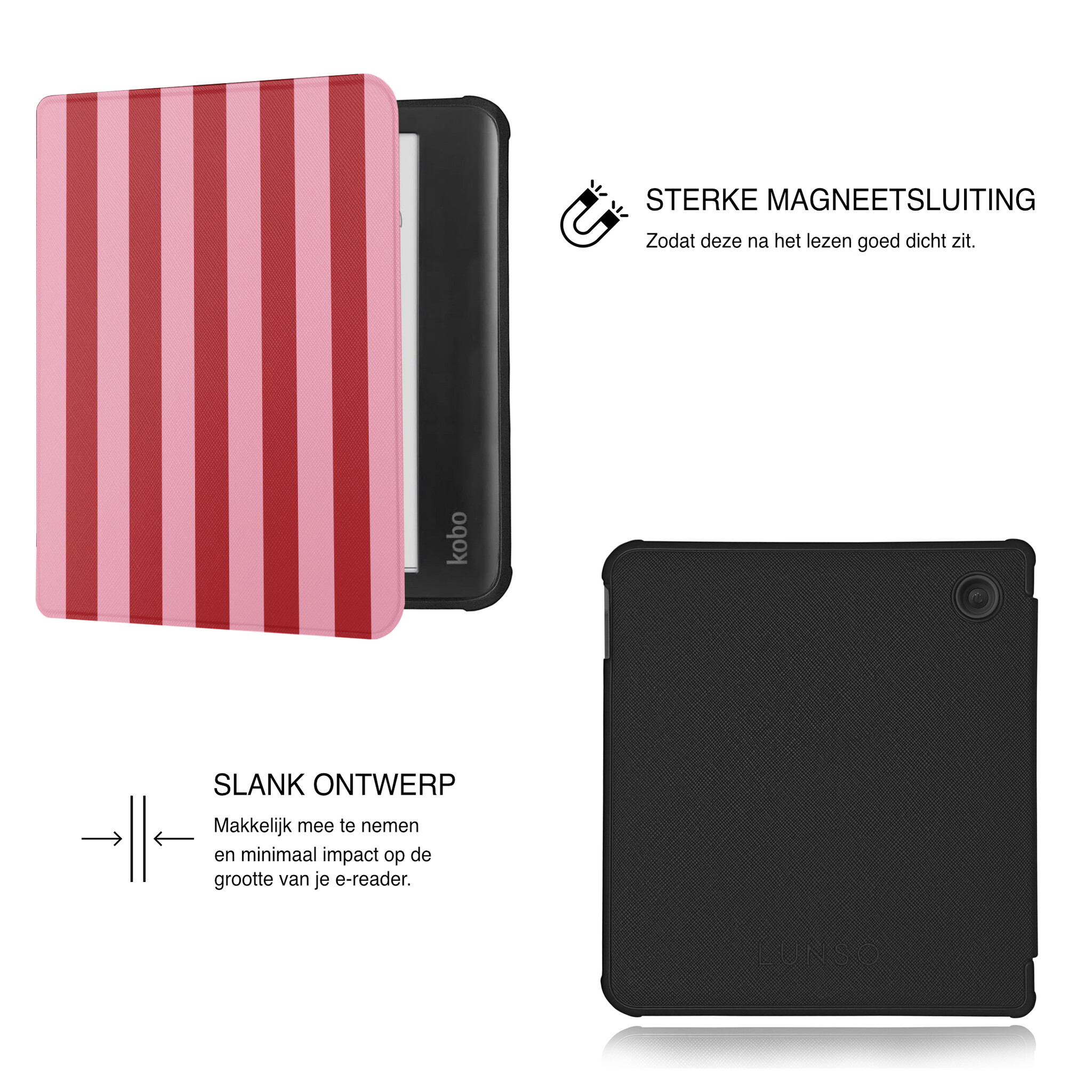 Kobo Libra Colour Hoesje - Vegan Saffiano Leren Sleep Cover - Met Handband en Auto Wake/Sleep - Candy Floss
