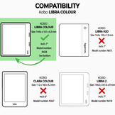 Kobo Libra Colour Hoesje - Vegan Saffiano Leren Sleep Cover - Met Handband en Auto Wake/Sleep - Burgundy