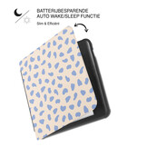 Kobo Libra Colour Hoesje - Vegan Saffiano Leren Sleep Cover - Met Handband en Auto Wake/Sleep - Azure Pebble
