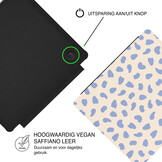Kobo Libra Colour Hoesje - Vegan Saffiano Leren Sleep Cover - Met Handband en Auto Wake/Sleep - Azure Pebble