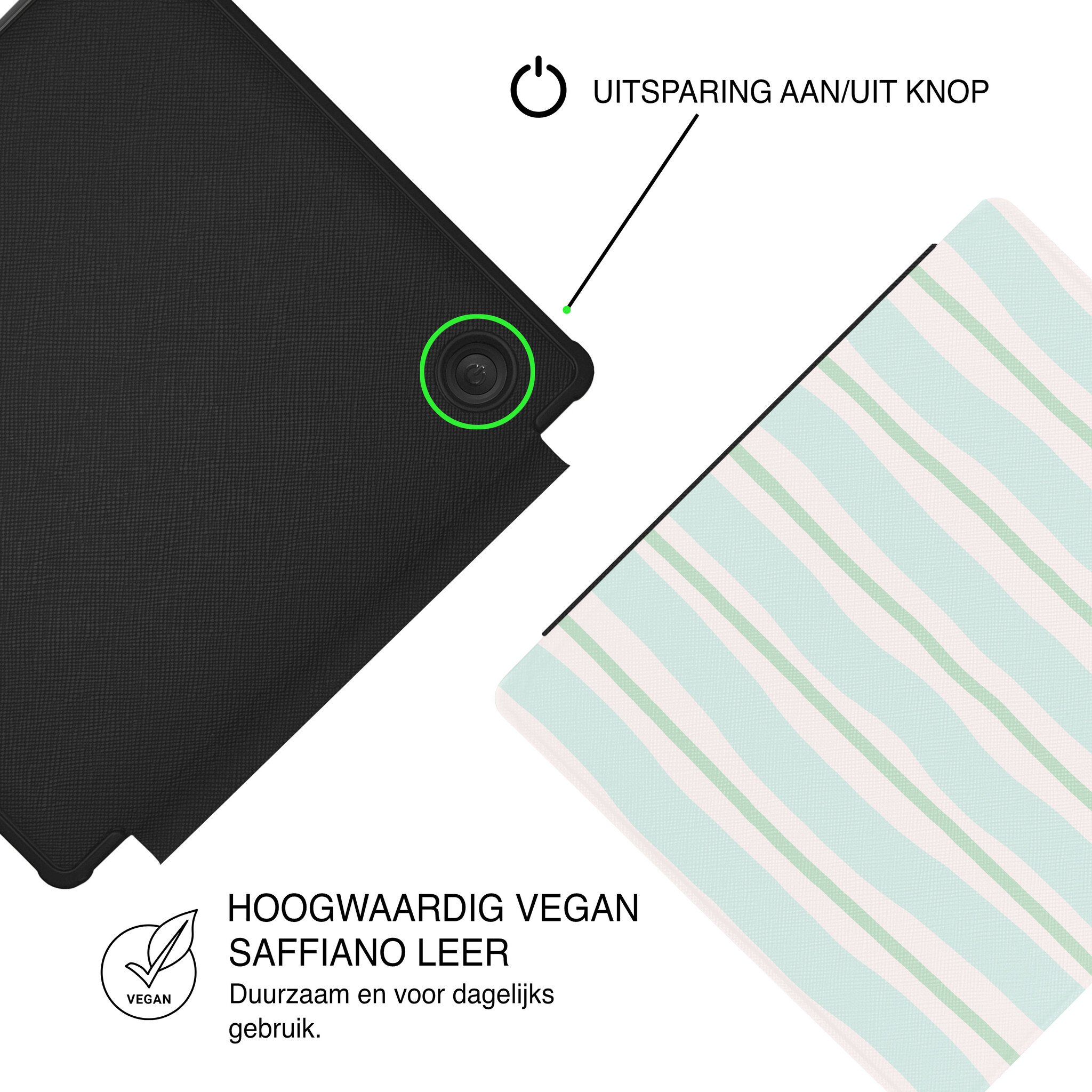 Kobo Libra Colour Hoesje - Vegan Saffiano Leren Sleep Cover - Met Handband en Auto Wake/Sleep - Soft Surf