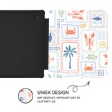 Kobo Libra Colour Hoesje - Vegan Saffiano Leren Sleep Cover - Met Handband en Auto Wake/Sleep - Riviera Postcards