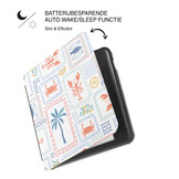 Kobo Libra Colour Hoesje - Vegan Saffiano Leren Sleep Cover - Met Handband en Auto Wake/Sleep - Riviera Postcards