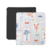 Kobo Libra Colour Hoesje - Vegan Saffiano Leren Sleep Cover - Met Handband en Auto Wake/Sleep - Riviera Postcards
