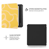 Kobo Libra Colour Hoesje - Vegan Saffiano Leren Sleep Cover - Met Handband en Auto Wake/Sleep - Yellow Wave