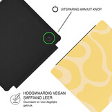 Kobo Libra Colour Hoesje - Vegan Saffiano Leren Sleep Cover - Met Handband en Auto Wake/Sleep - Yellow Wave