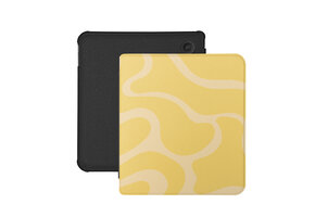 Lunso Kobo Libra Colour hoesje (7 inch) - Vegan Saffiano Leren Sleep Cover - Yellow Wave