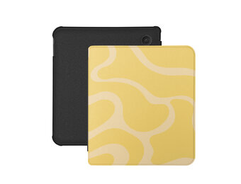 Lunso Kobo Libra Colour hoesje (7 inch) - Vegan Saffiano Leren Sleep Cover - Yellow Wave