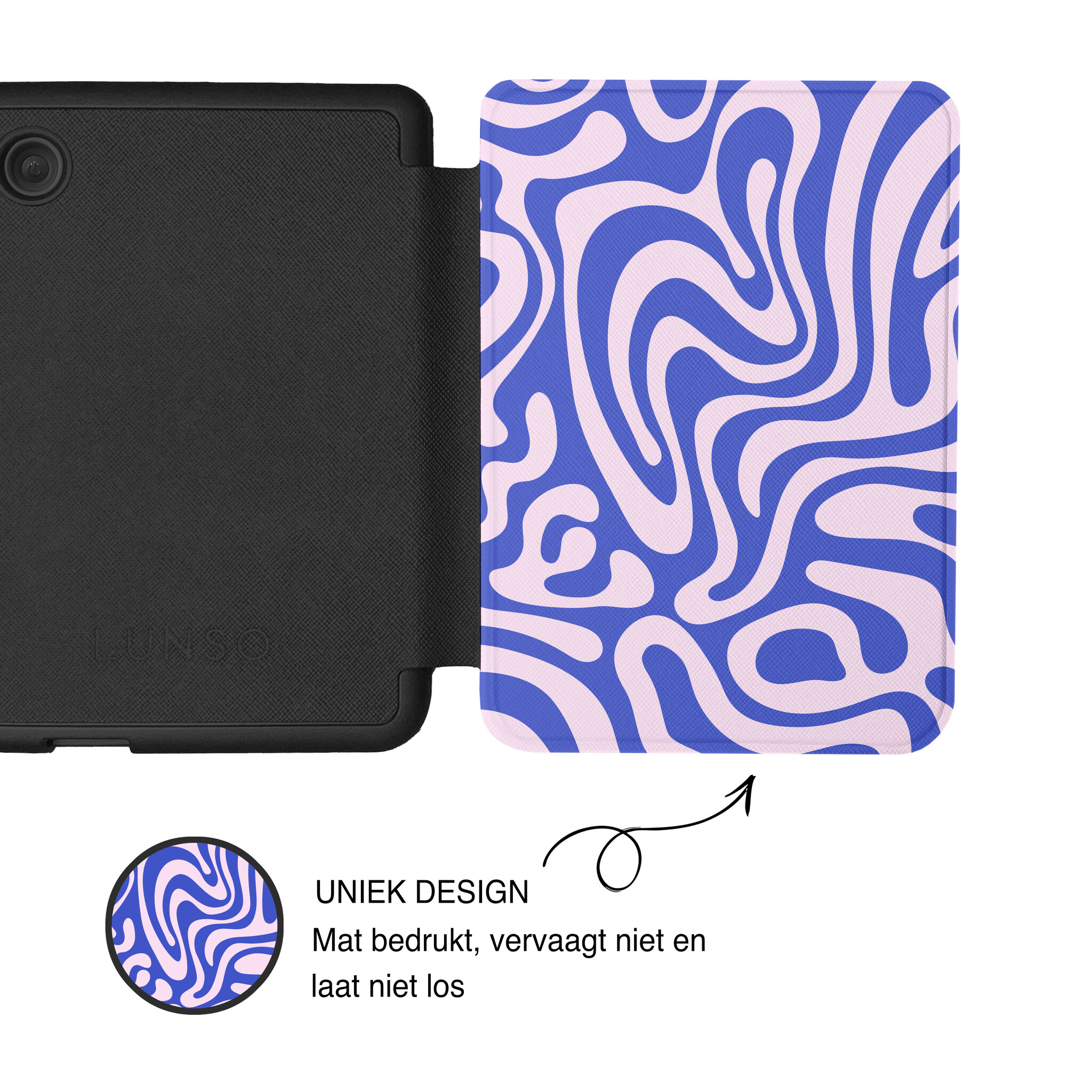 Kobo Clara BW / Clara Colour Hoesje - Vegan Saffiano Leren Sleep Cover - Met Handband en Auto Wake/Sleep - Voilet Vortex
