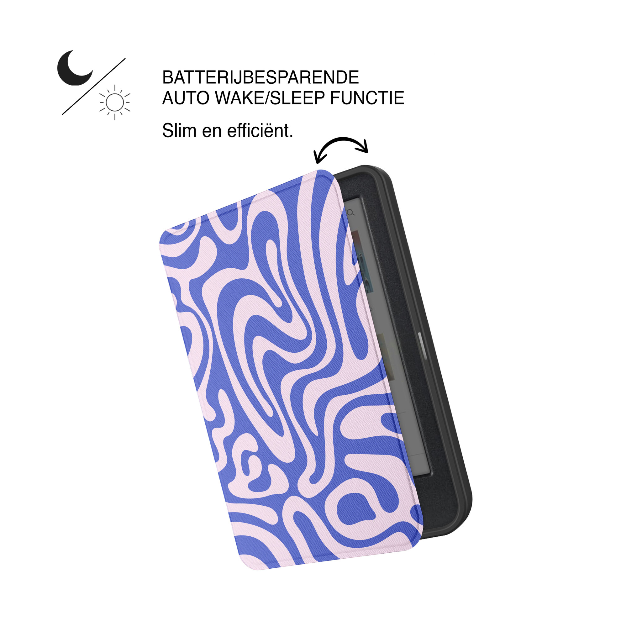 Kobo Clara BW / Clara Colour Hoesje - Vegan Saffiano Leren Sleep Cover - Met Handband en Auto Wake/Sleep - Voilet Vortex