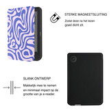 Kobo Clara BW / Clara Colour Hoesje - Vegan Saffiano Leren Sleep Cover - Met Handband en Auto Wake/Sleep - Voilet Vortex