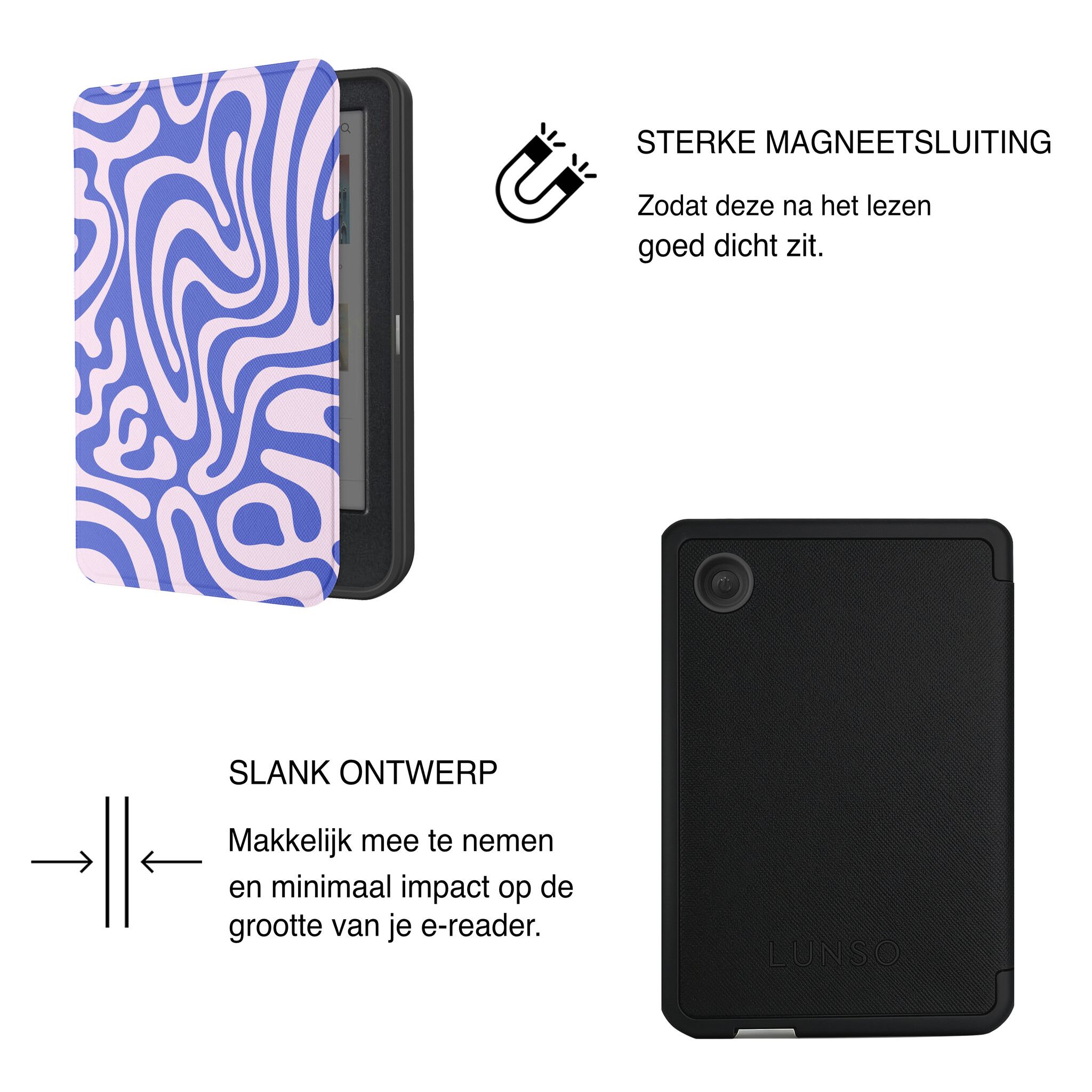 Kobo Clara BW / Clara Colour Hoesje - Vegan Saffiano Leren Sleep Cover - Met Handband en Auto Wake/Sleep - Voilet Vortex