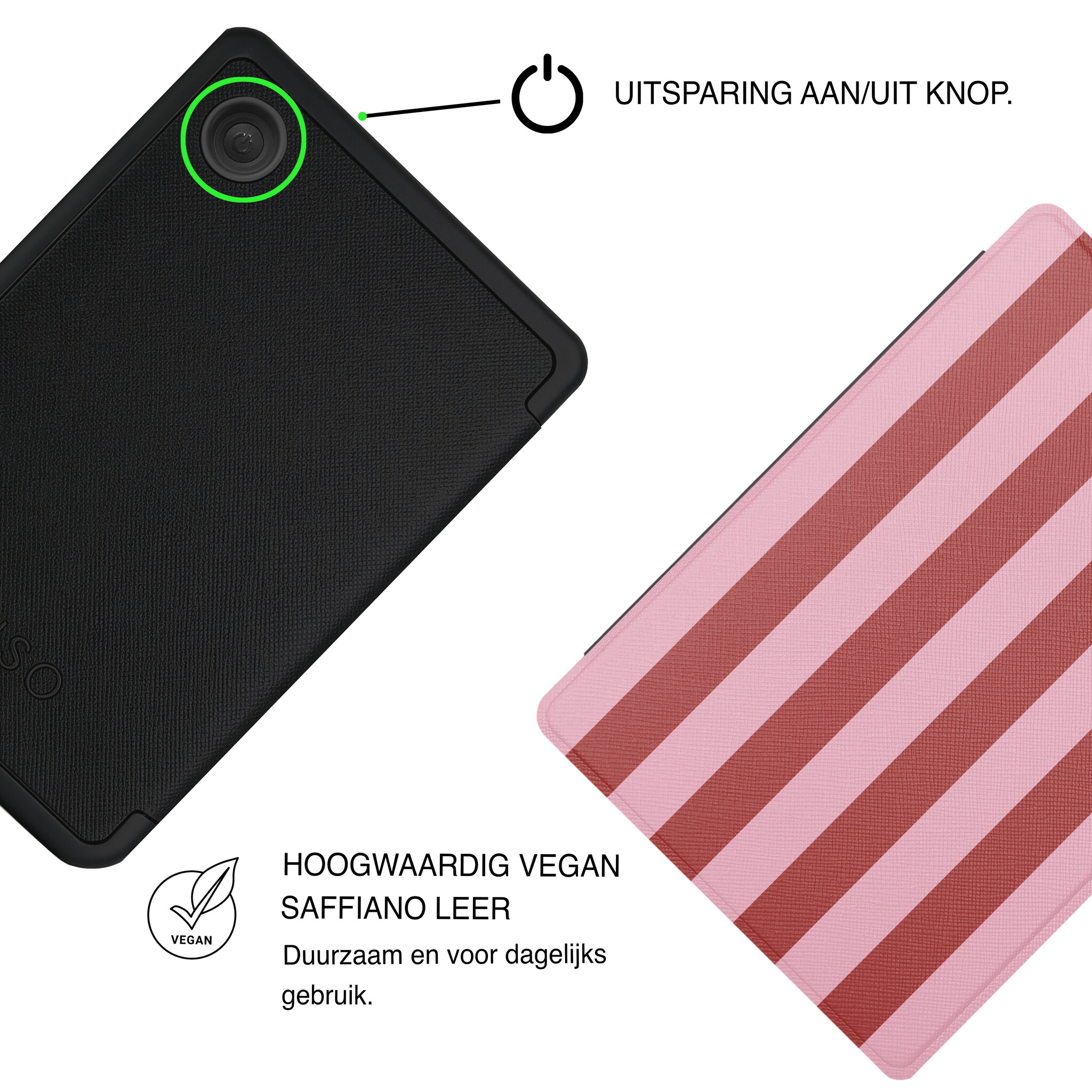 Kobo Clara BW / Clara Colour Hoesje - Vegan Saffiano Leren Sleep Cover - Met Handband en Auto Wake/Sleep - Candy Floss