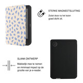 Kobo Clara BW / Clara Colour Hoesje - Vegan Saffiano Leren Sleep Cover - Met Handband en Auto Wake/Sleep - Azure Pebble