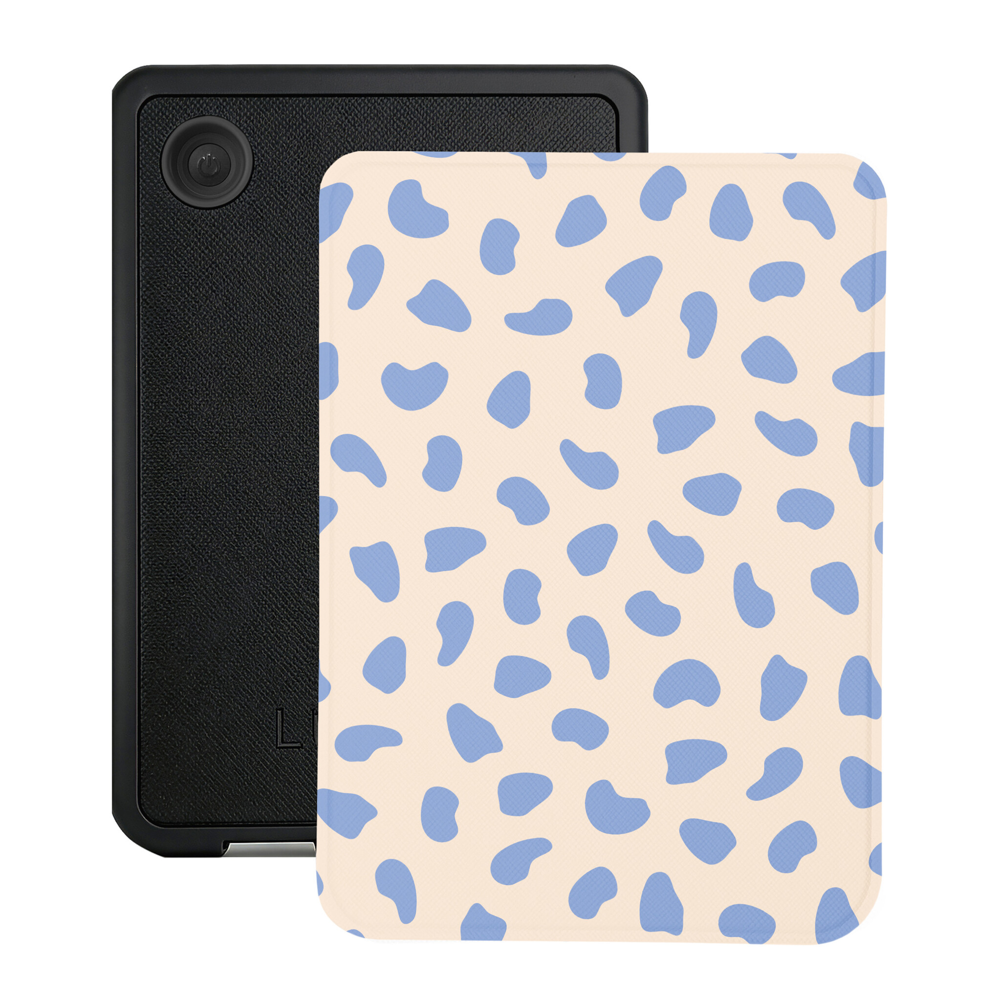 Kobo Clara BW / Clara Colour Hoesje - Vegan Saffiano Leren Sleep Cover - Met Handband en Auto Wake/Sleep - Azure Pebble