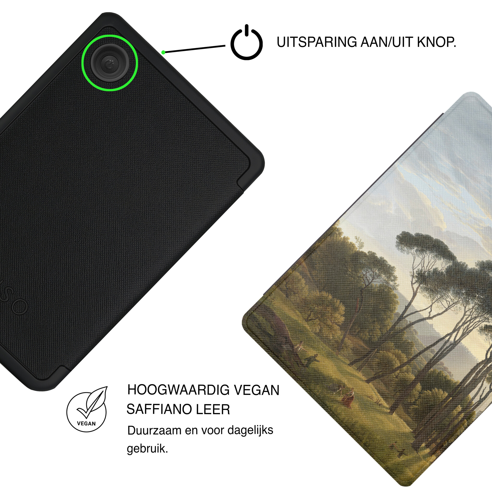 Kobo Clara BW / Clara Colour Hoesje - Vegan Saffiano Leren Sleep Cover - Met Handband en Auto Wake/Sleep - Italian Landscape
