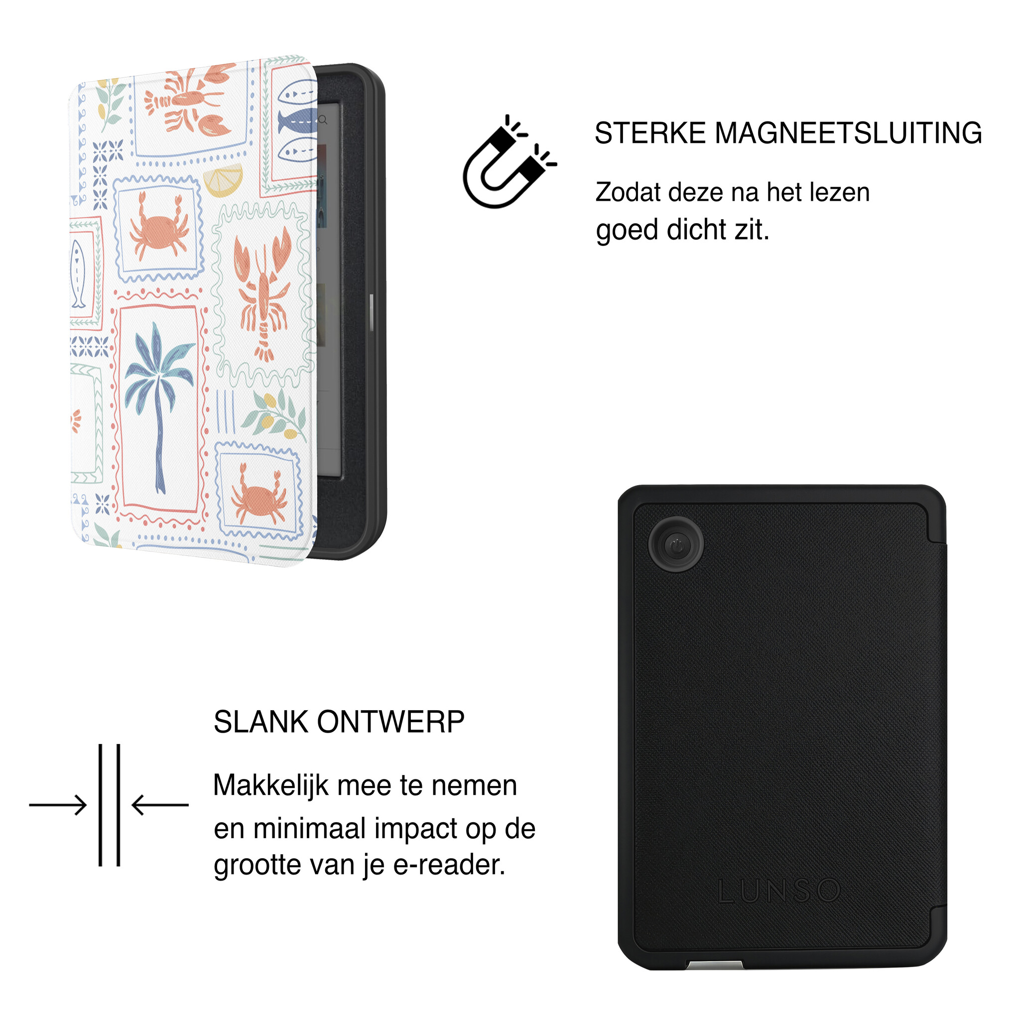 Kobo Clara BW / Clara Colour Hoesje - Vegan Saffiano Leren Sleep Cover - Met Handband en Auto Wake/Sleep - Riviera Postcards