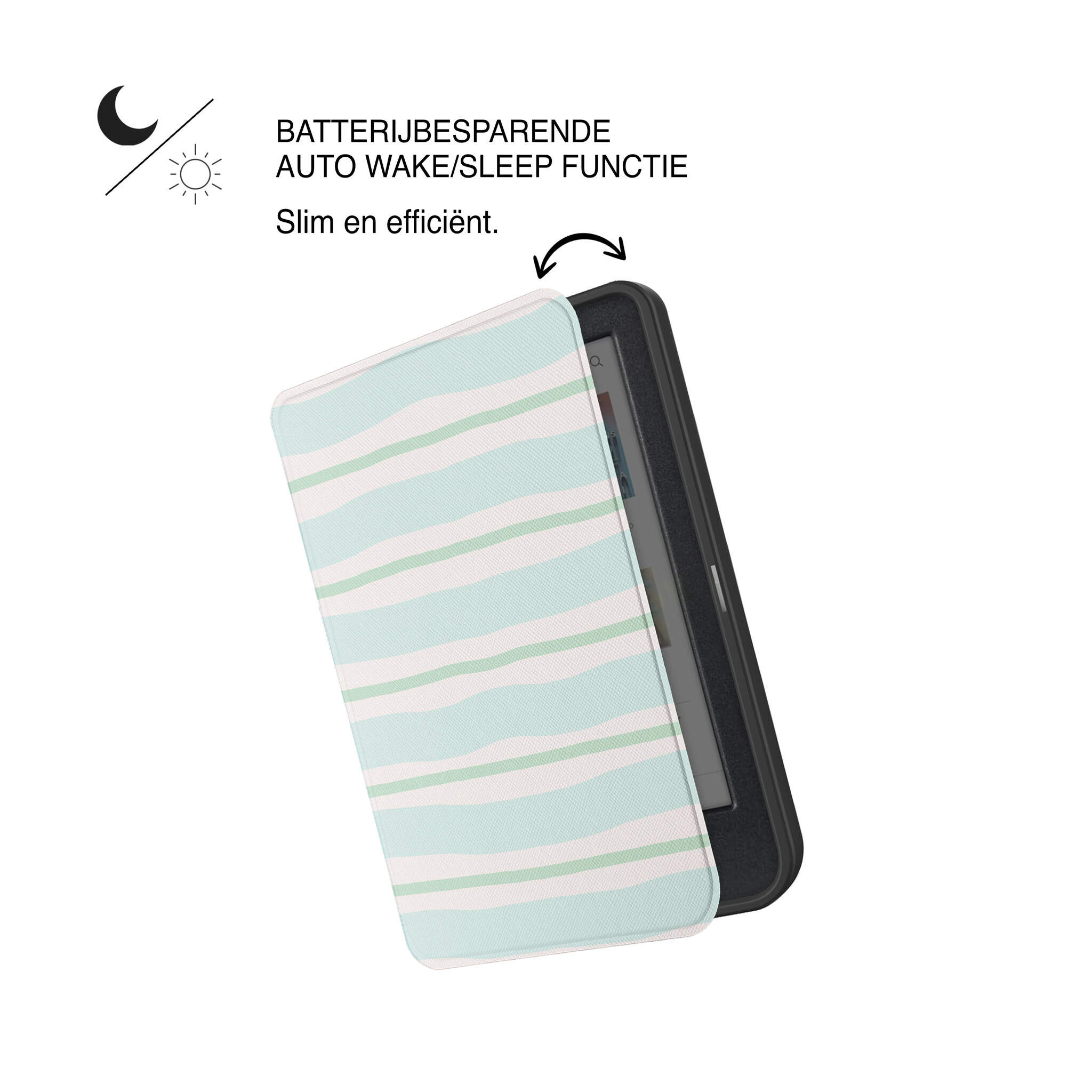 Kobo Clara BW / Clara Colour Hoesje - Vegan Saffiano Leren Sleep Cover - Met Handband en Auto Wake/Sleep - Soft Surf