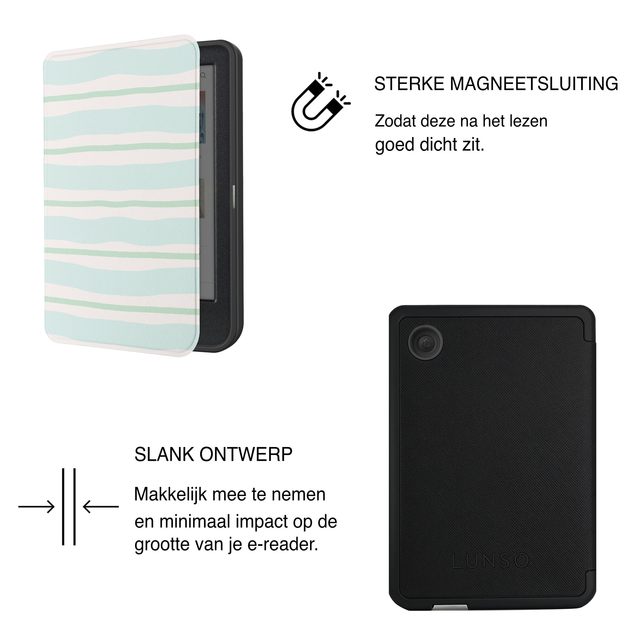 Kobo Clara BW / Clara Colour Hoesje - Vegan Saffiano Leren Sleep Cover - Met Handband en Auto Wake/Sleep - Soft Surf