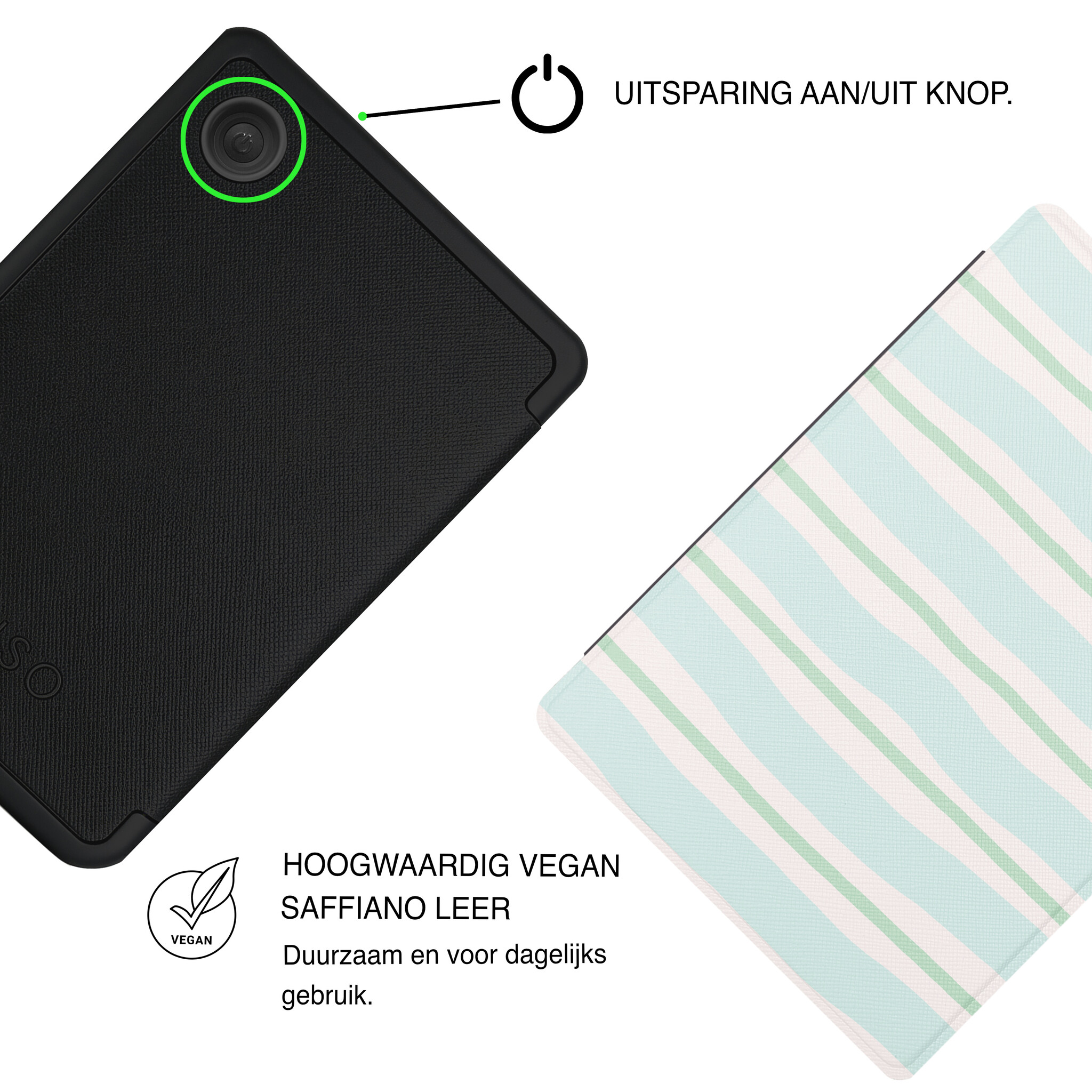 Kobo Clara BW / Clara Colour Hoesje - Vegan Saffiano Leren Sleep Cover - Met Handband en Auto Wake/Sleep - Soft Surf