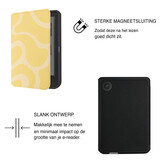 Kobo Clara BW / Clara Colour Hoesje - Vegan Saffiano Leren Sleep Cover - Met Handband en Auto Wake/Sleep - Yellow Wave