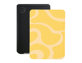 Lunso Kobo Clara BW / Clara Colour hoesje (6 inch) - Vegan Saffiano Leren Sleep Cover - Yellow Wave