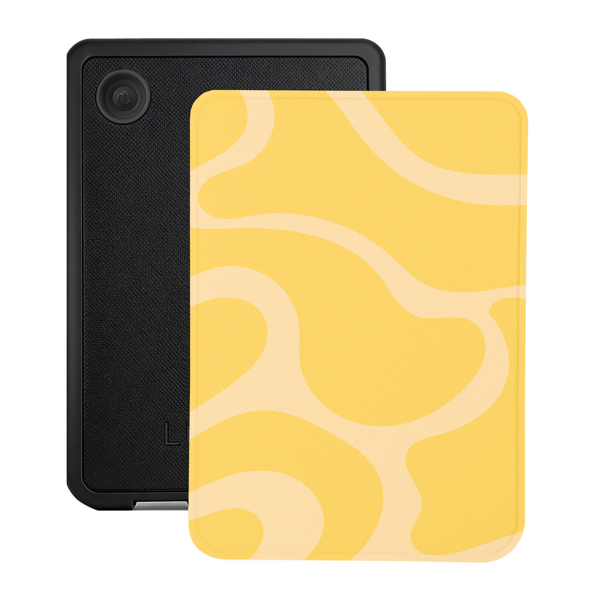 Kobo Clara BW / Clara Colour Hoesje - Vegan Saffiano Leren Sleep Cover - Met Handband en Auto Wake/Sleep - Yellow Wave
