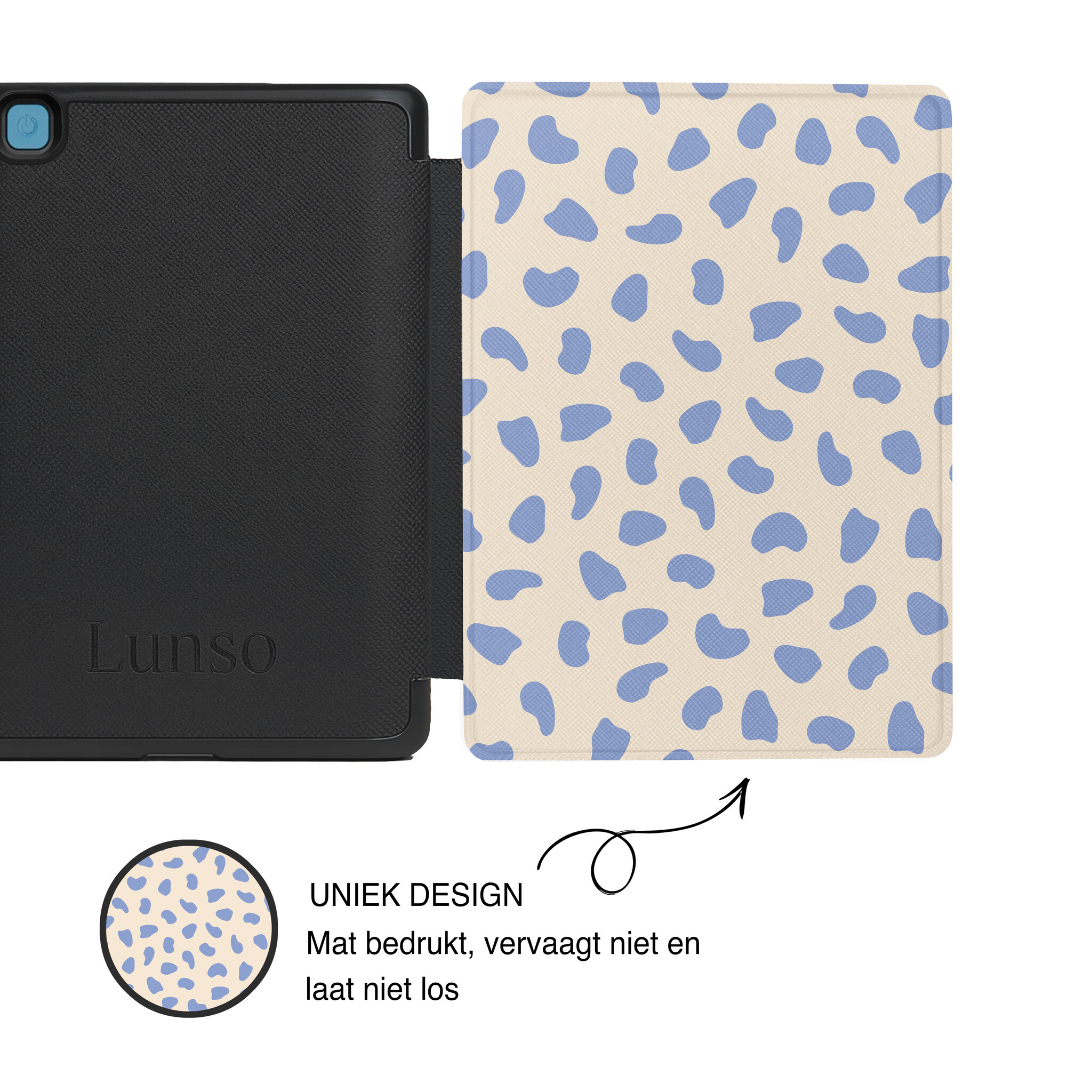 Kobo Aura H20 Edition 2 Hoesje - Vegan Saffiano Leren Sleep Cover - Auto Wake/Sleep - Azure Pebble