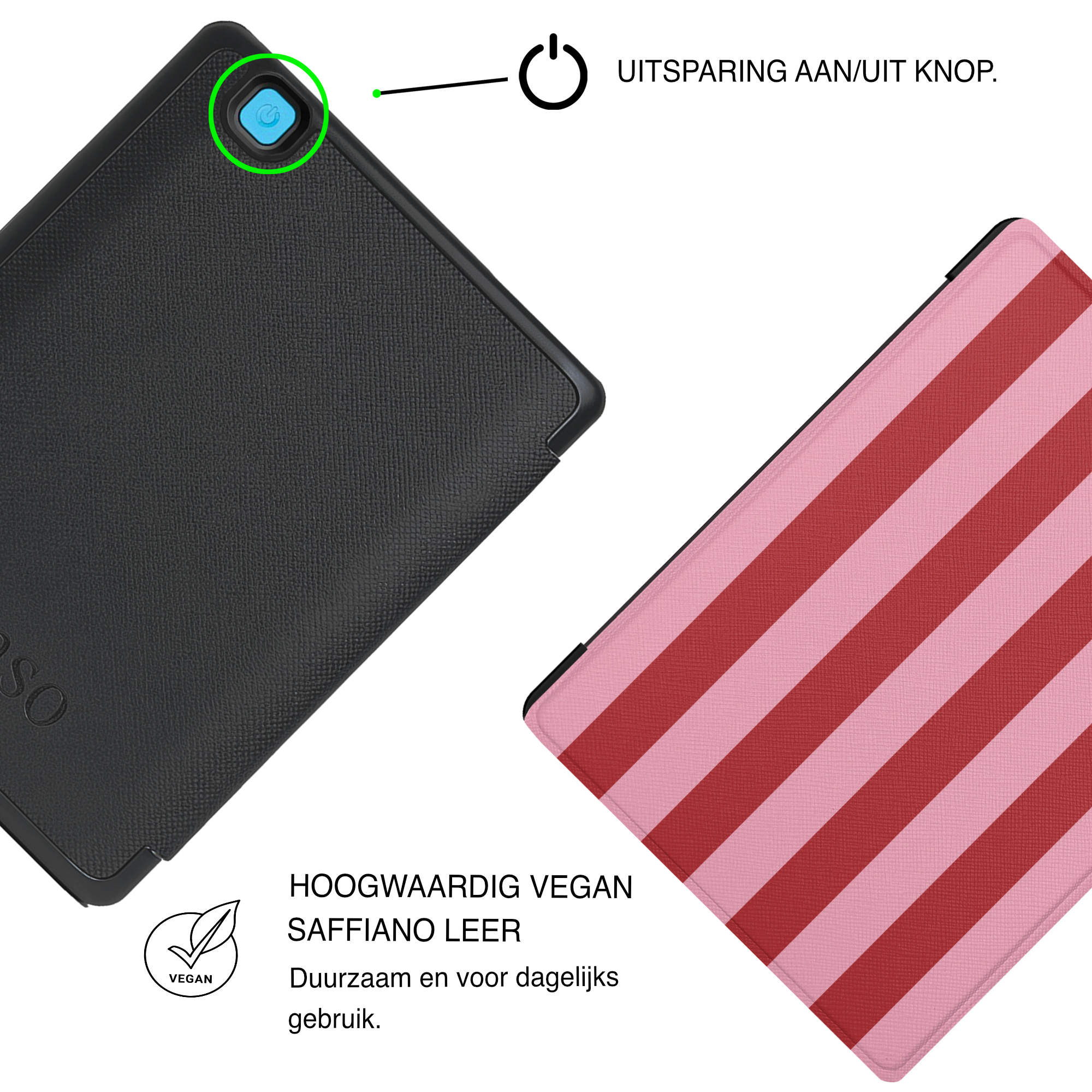 Kobo Aura H20 Edition 2 Hoesje - Vegan Saffiano Leren Sleep Cover - Auto Wake/Sleep - Candy Floss