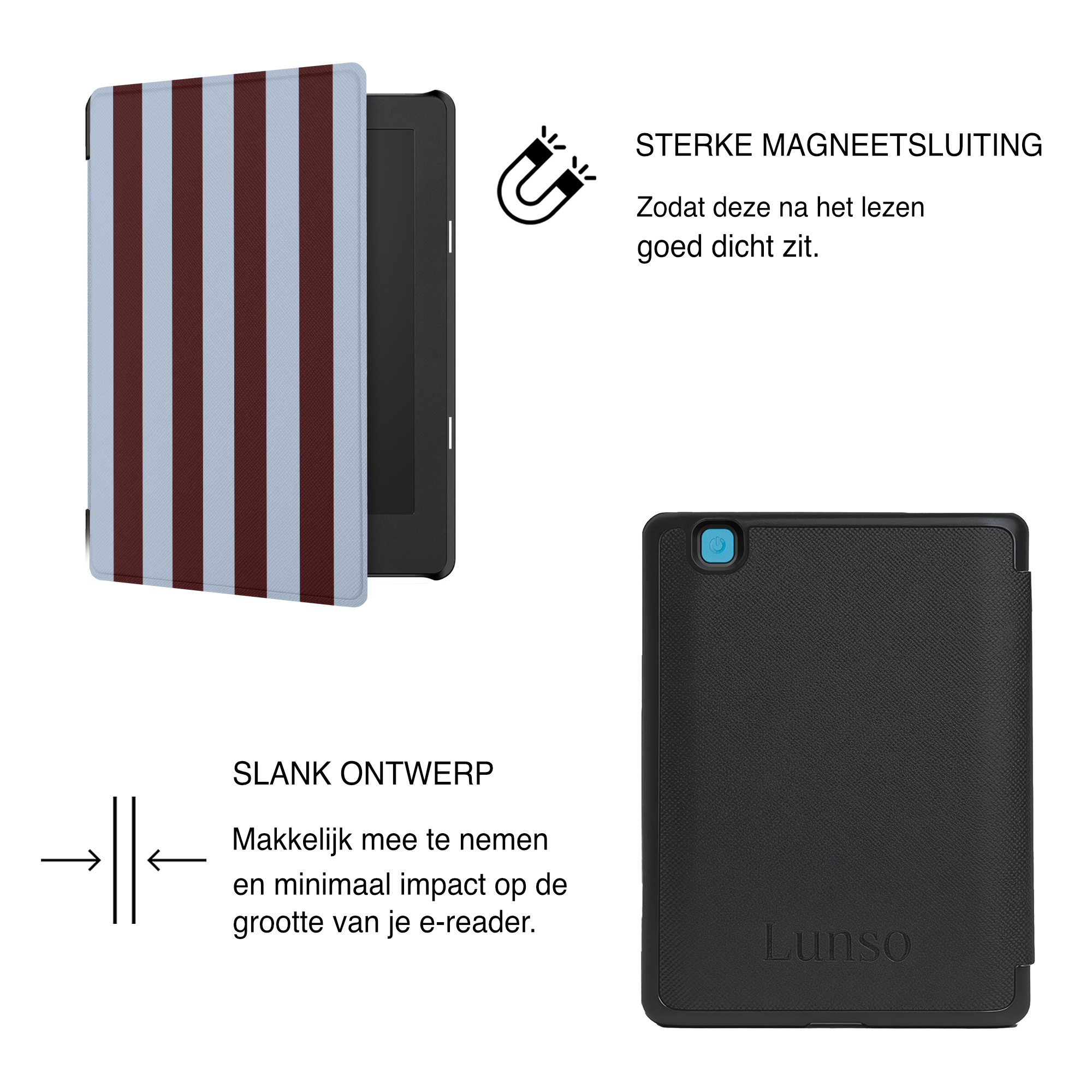 Kobo Aura H20 Edition 2 Hoesje - Vegan Saffiano Leren Sleep Cover - Auto Wake/Sleep - Burgundy