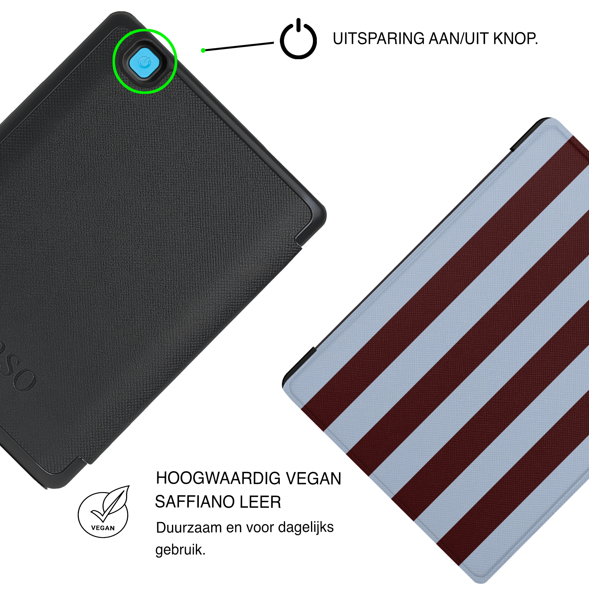 Kobo Aura H20 Edition 2 Hoesje - Vegan Saffiano Leren Sleep Cover - Auto Wake/Sleep - Burgundy