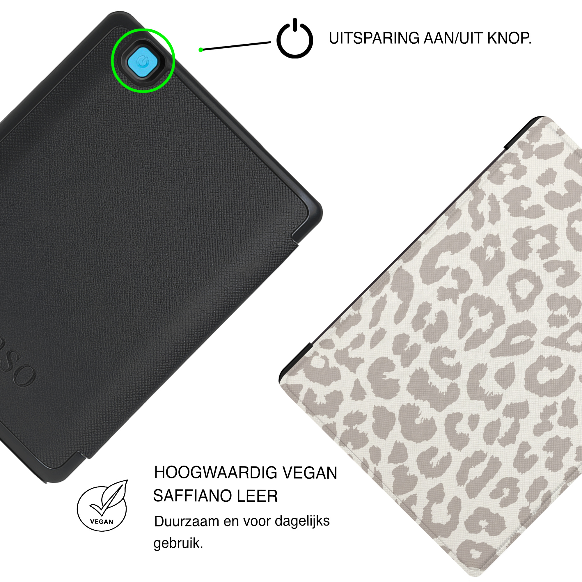 Kobo Aura H20 Edition 2 Hoesje - Vegan Saffiano Leren Sleep Cover - Auto Wake/Sleep - Calm Serengeti