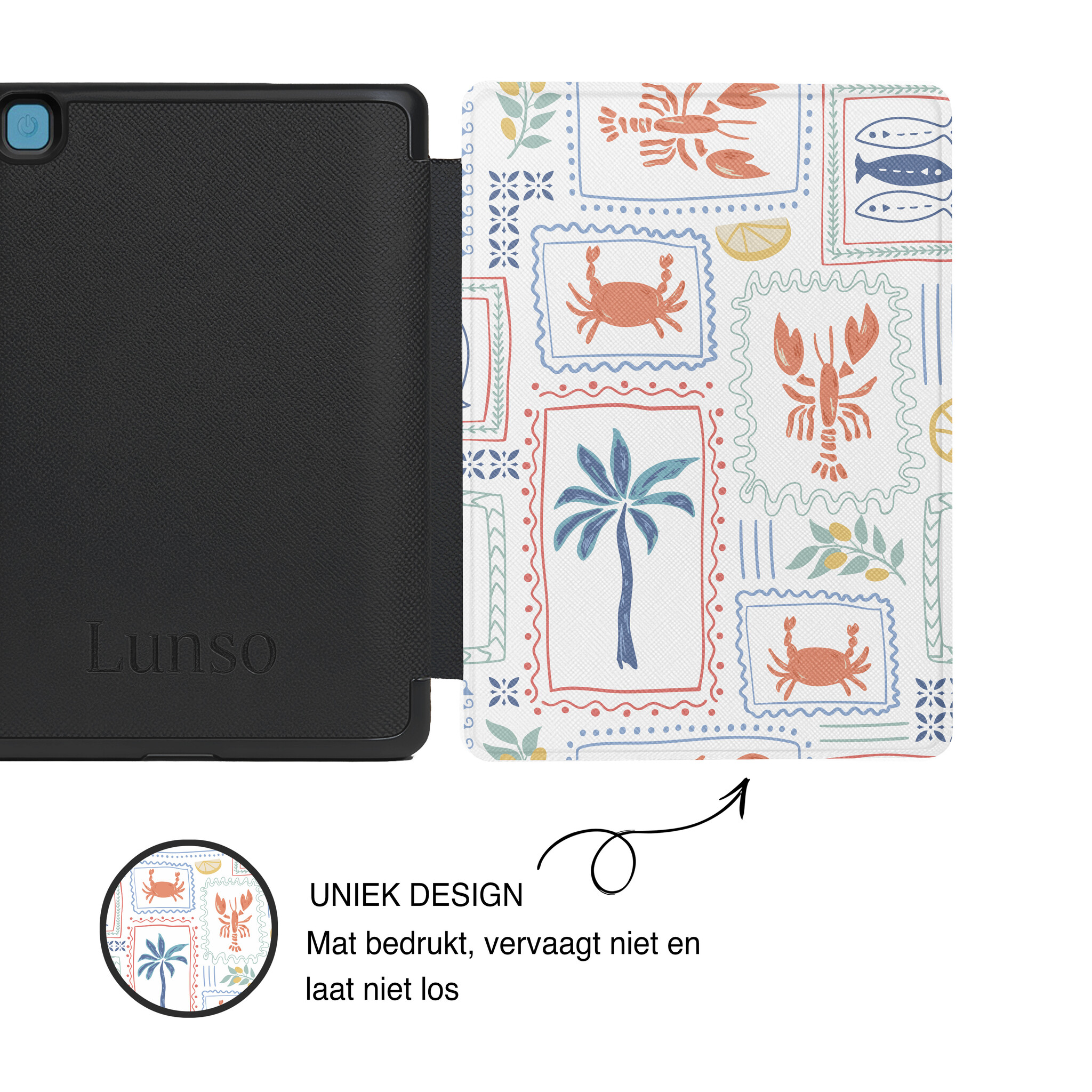 Kobo Aura H20 Edition 2 Hoesje - Vegan Saffiano Leren Sleep Cover - Auto Wake/Sleep - Riviera Postcards