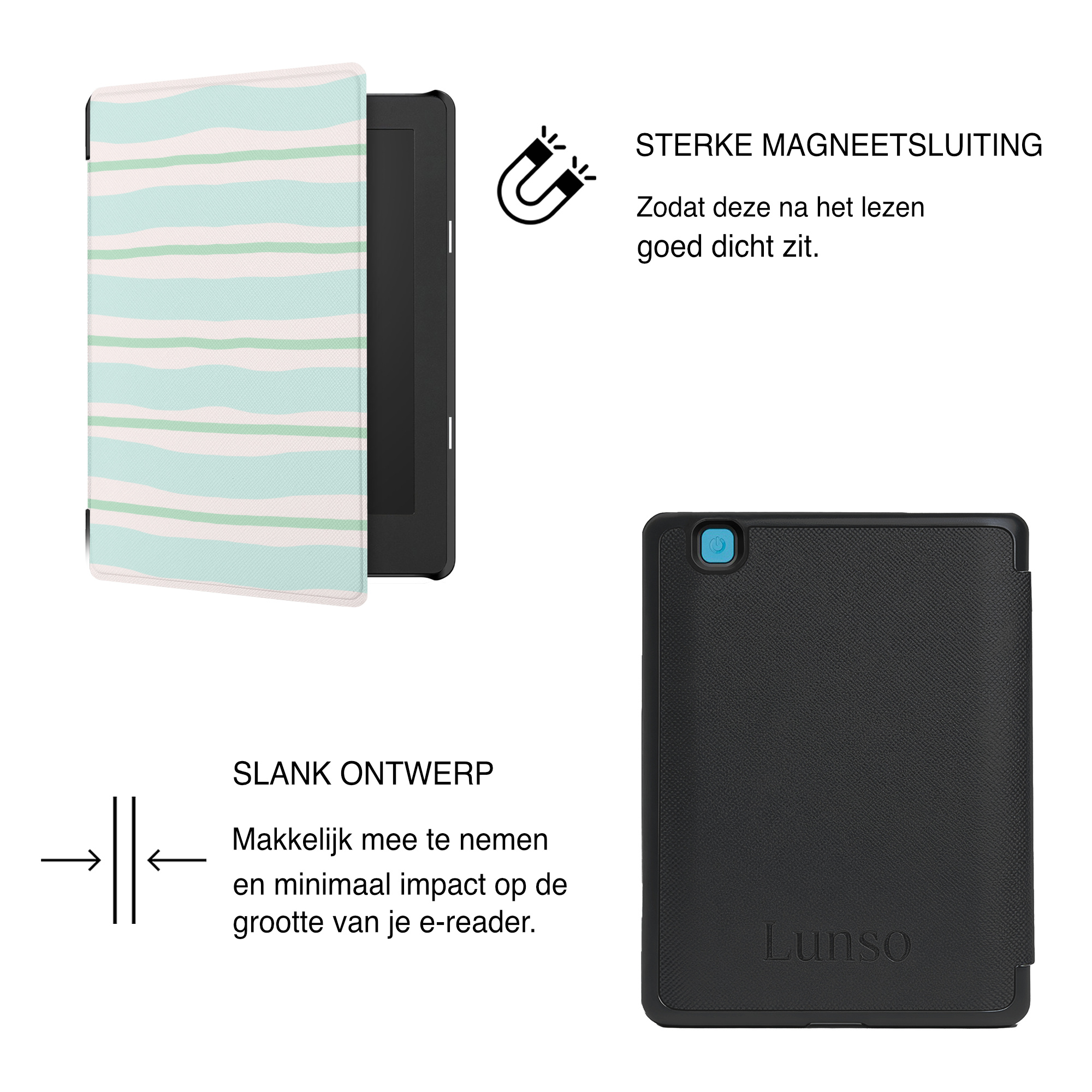 Kobo Aura H20 Edition 2 Hoesje - Vegan Saffiano Leren Sleep Cover - Auto Wake/Sleep - Soft Surf
