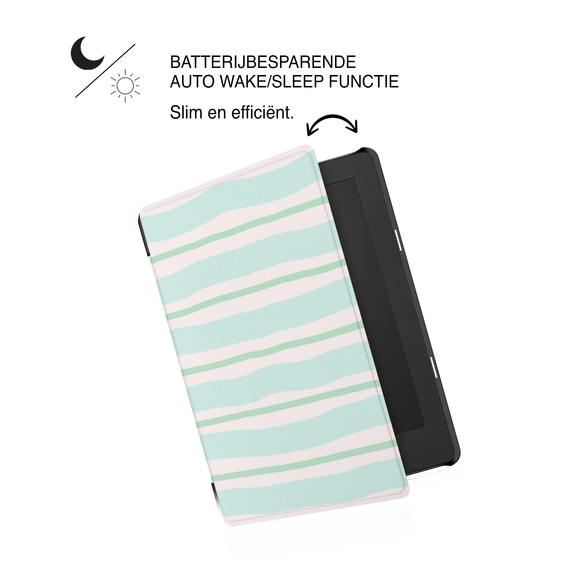 Kobo Aura H20 Edition 2 Hoesje - Vegan Saffiano Leren Sleep Cover - Auto Wake/Sleep - Soft Surf