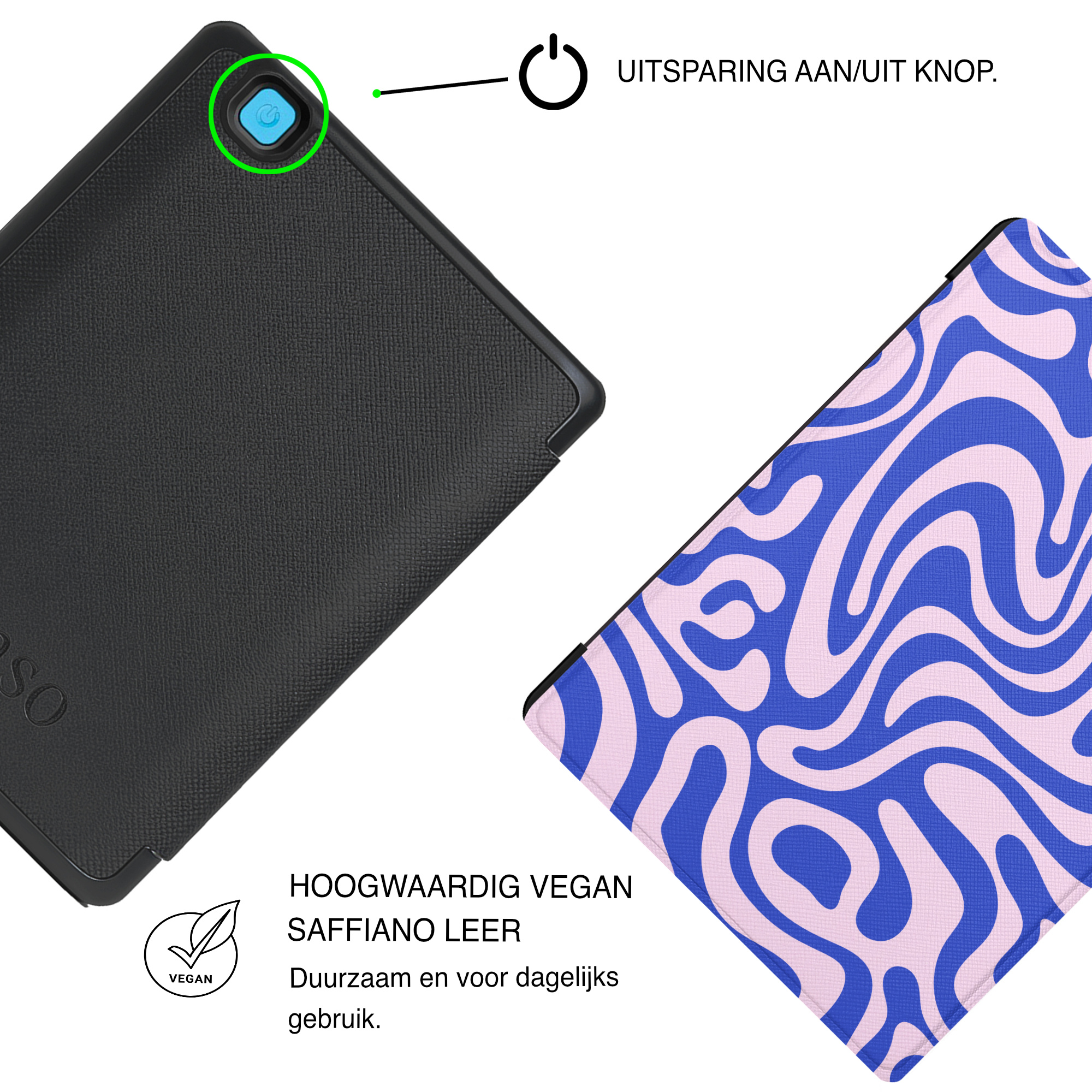 Kobo Aura H20 Edition 2 Hoesje - Vegan Saffiano Leren Sleep Cover - Auto Wake/Sleep - Violet Vortex