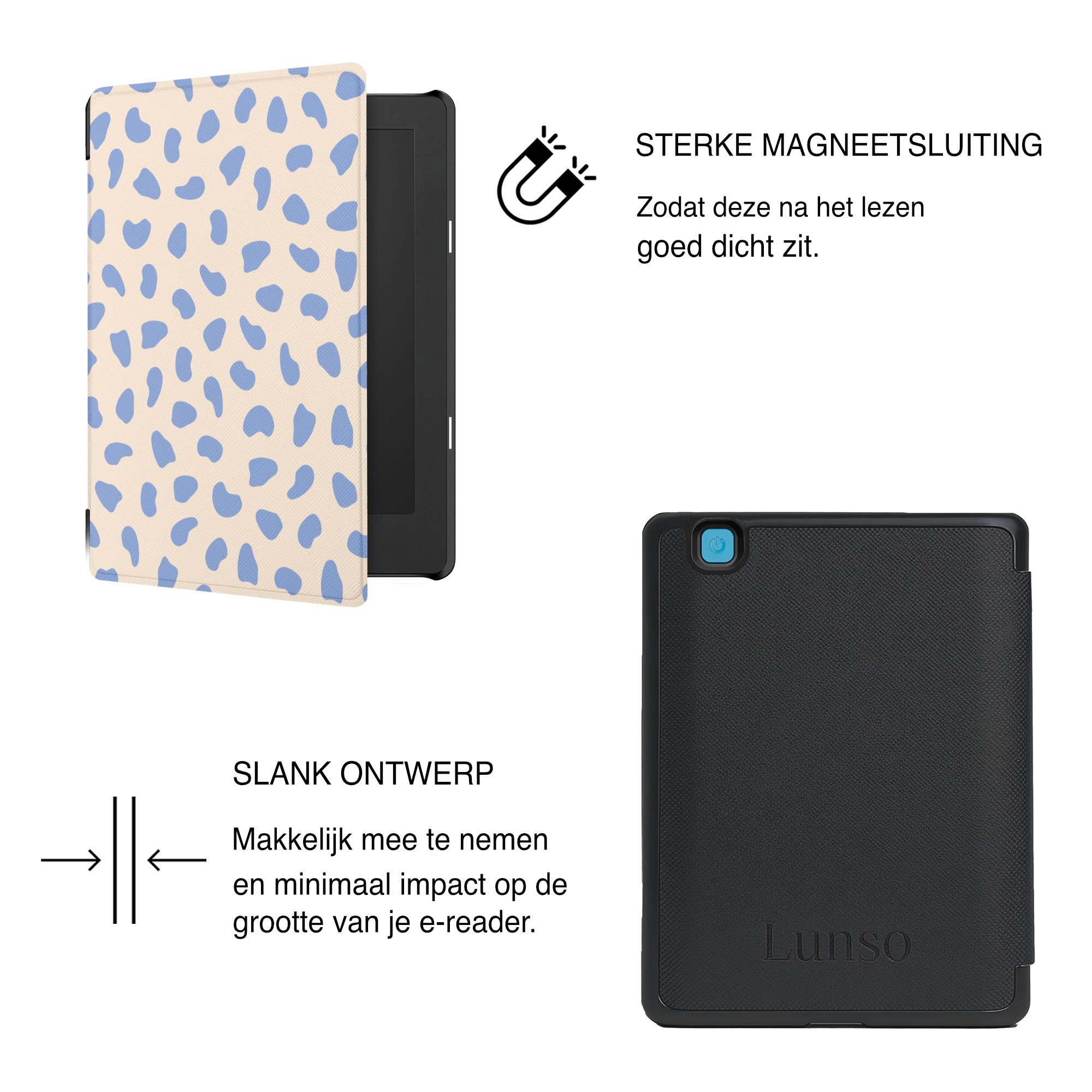Kobo Aura Edition 2 Hoesje - Vegan Saffiano Leren Sleep Cover - Auto Wake/Sleep - Azure Pebble
