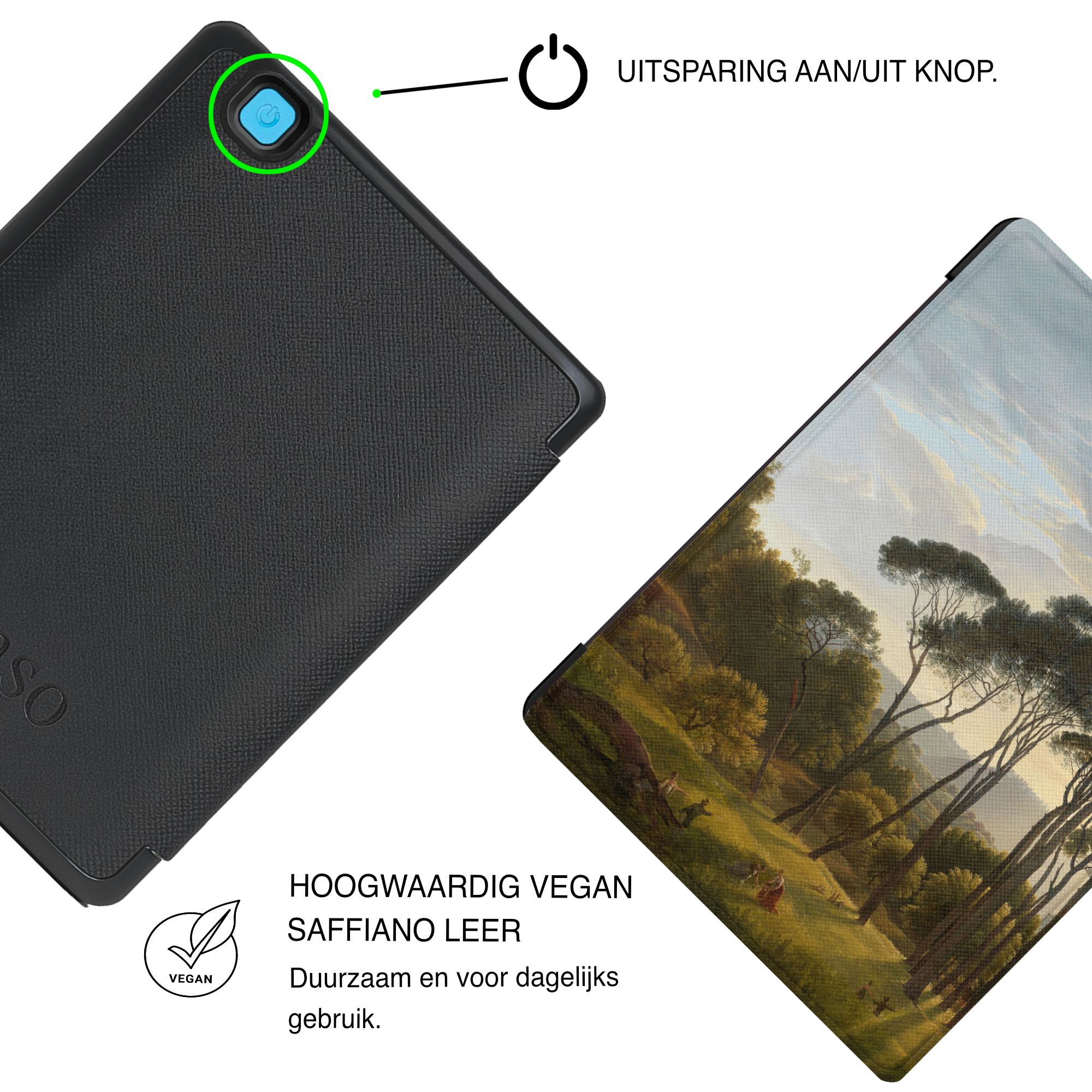 Kobo Aura Edition 2 Hoesje - Vegan Saffiano Leren Sleep Cover - Auto Wake/Sleep - Italian Landscape