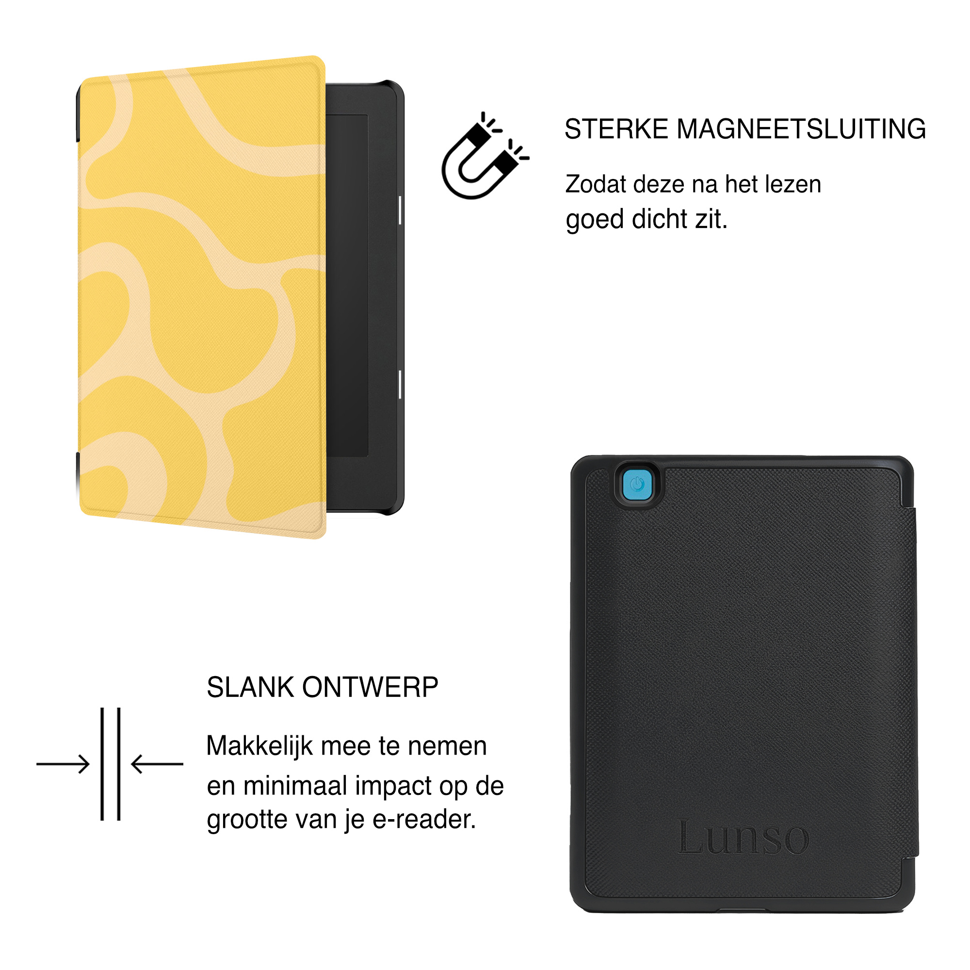 Kobo Aura Edition 2 Hoesje - Vegan Saffiano Leren Sleep Cover - Auto Wake/Sleep - Yellow Wave