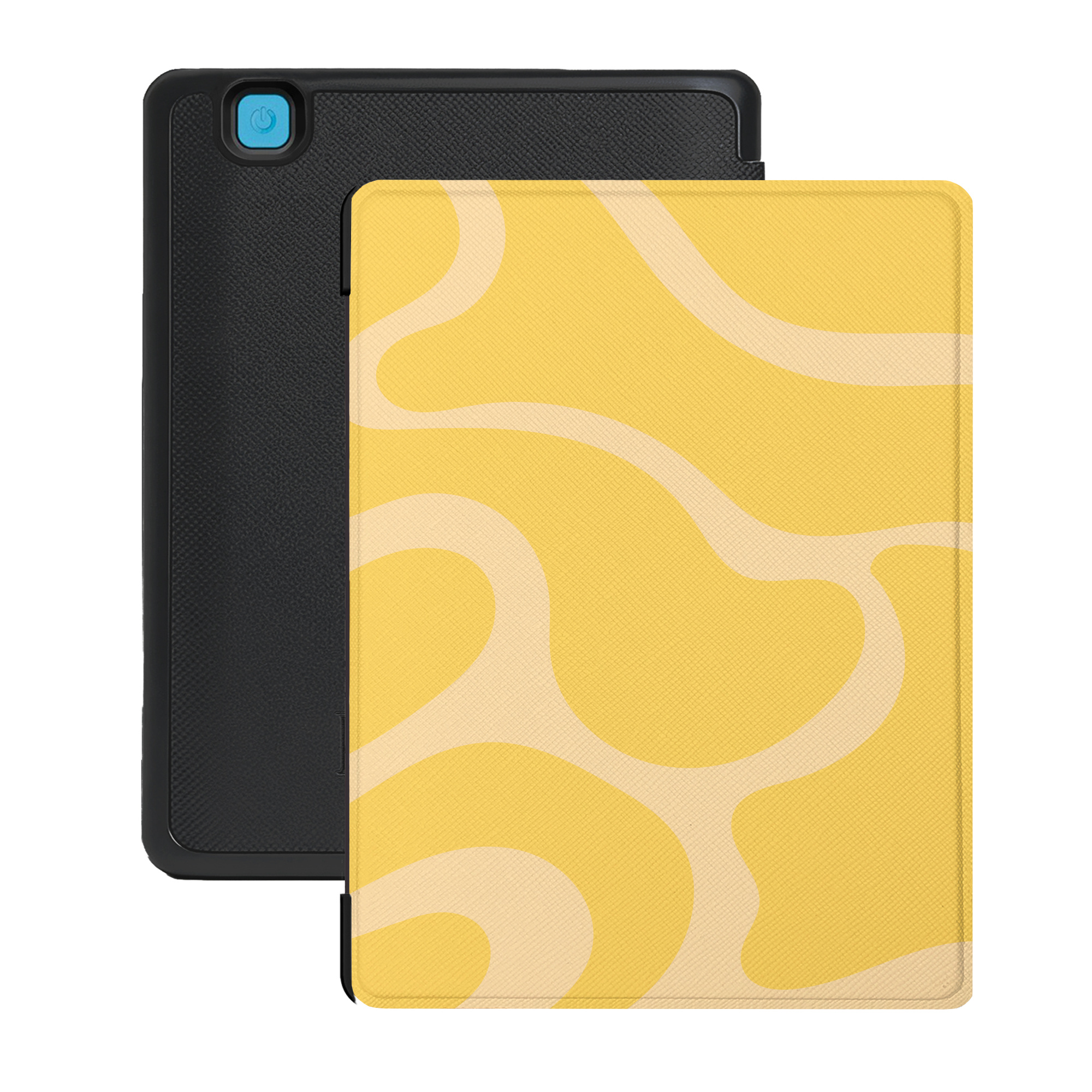 Lunso Kobo Aura Edition 2 hoesje (6 inch) - Vegan Saffiano Leren Sleep Cover - Yellow Wave