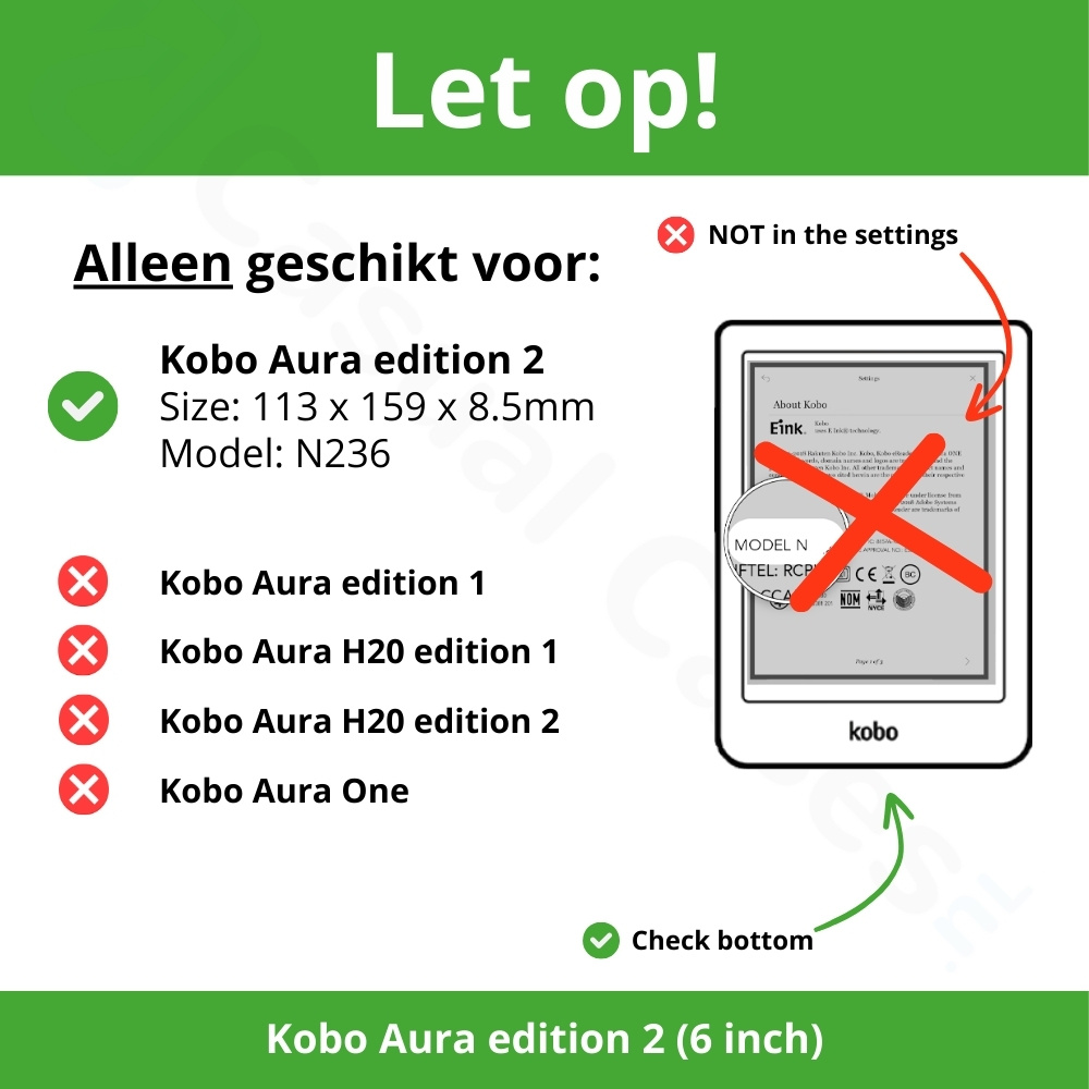 Kobo Aura Edition 2 Hoesje - Vegan Saffiano Leren Sleep Cover - Auto Wake/Sleep - Riviera Postcards