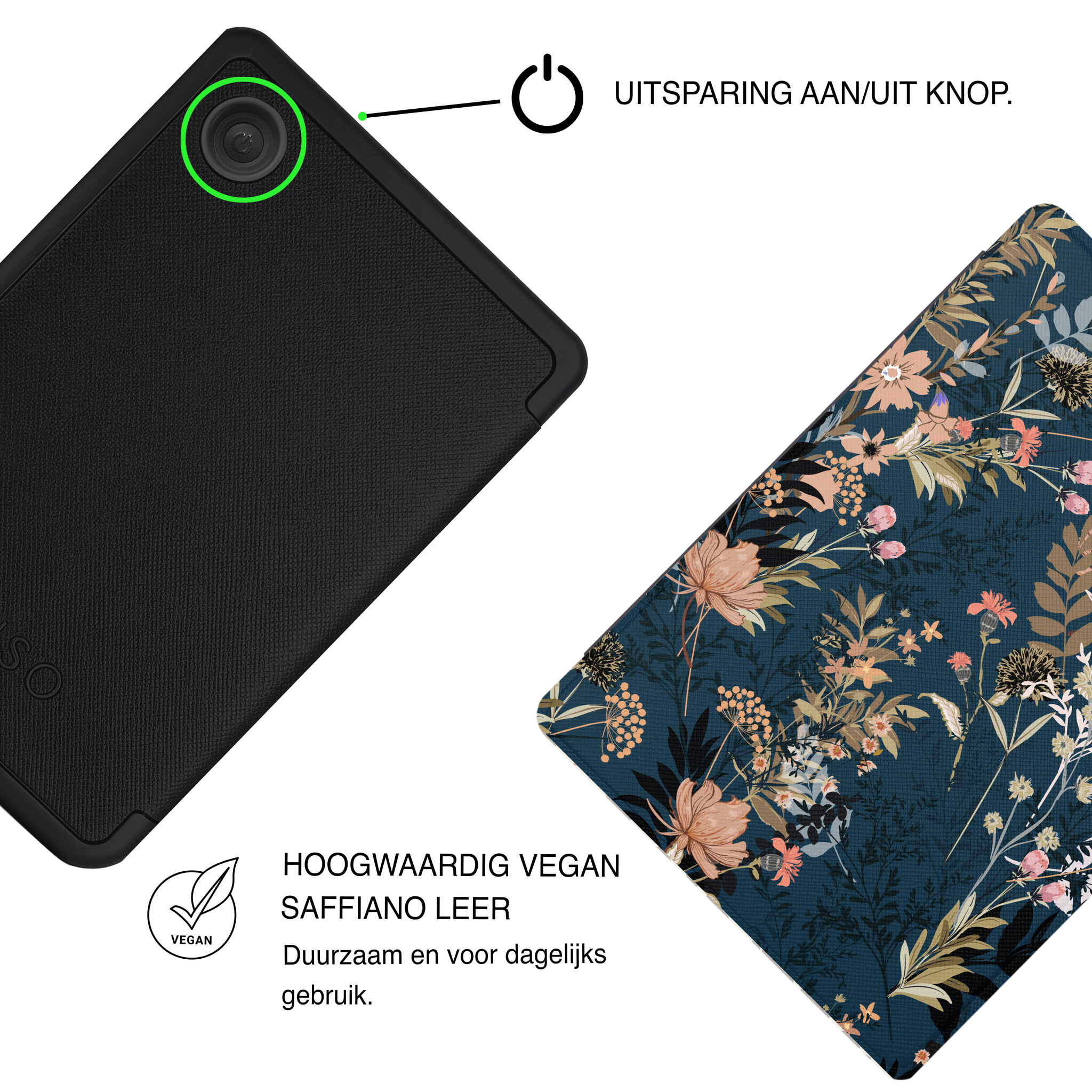 Kobo Clara BW / Clara Colour Hoesje - Vegan Saffiano Leren Sleep Cover - Met Handband en Auto Wake/Sleep - Urban Park