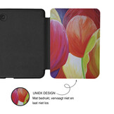 Kobo Clara BW / Clara Colour Hoesje - Vegan Saffiano Leren Sleep Cover - Met Handband en Auto Wake/Sleep - Tulpen
