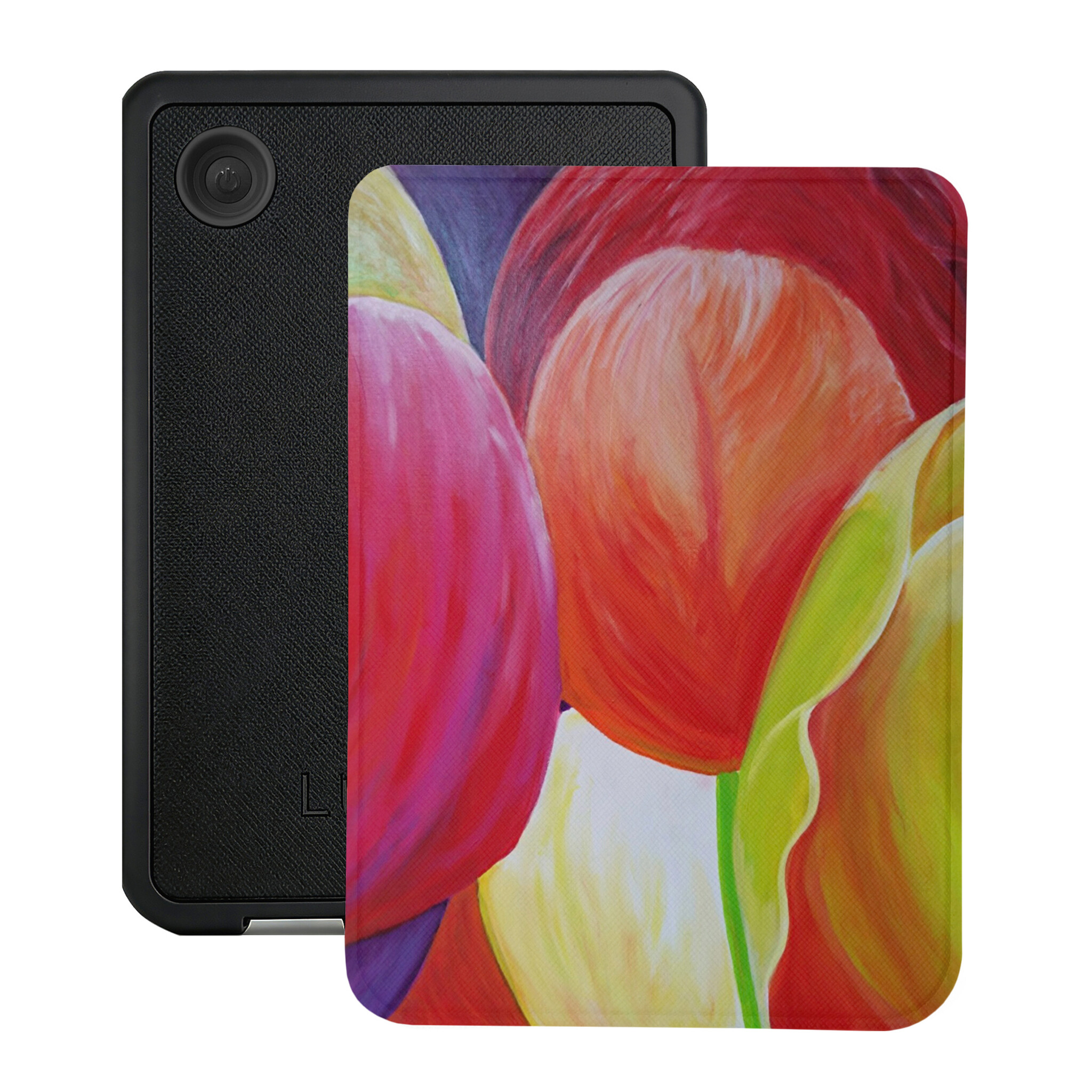 Kobo Clara BW / Clara Colour Hoesje - Vegan Saffiano Leren Sleep Cover - Met Handband en Auto Wake/Sleep - Tulpen